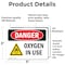 Signmission Oxygen In Use Danger Sign, Vinyl Decal, 5in W x 3.5in L, 2PK OS-2PACK-DS-D-35-L-2463 - alternate 5